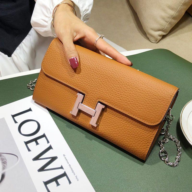 H button Kangkang Wallet Leather Long Wallet 1024032024