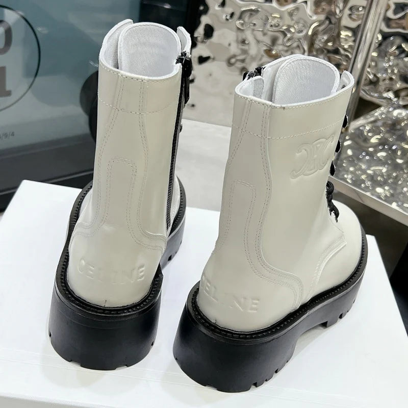 Thick soled leather boots 10CG24092606