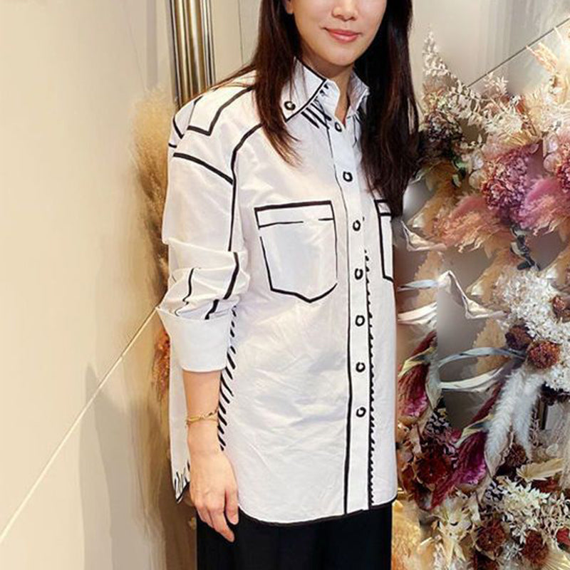 Fashion all-match drape long-sleeved shirt PD10062836