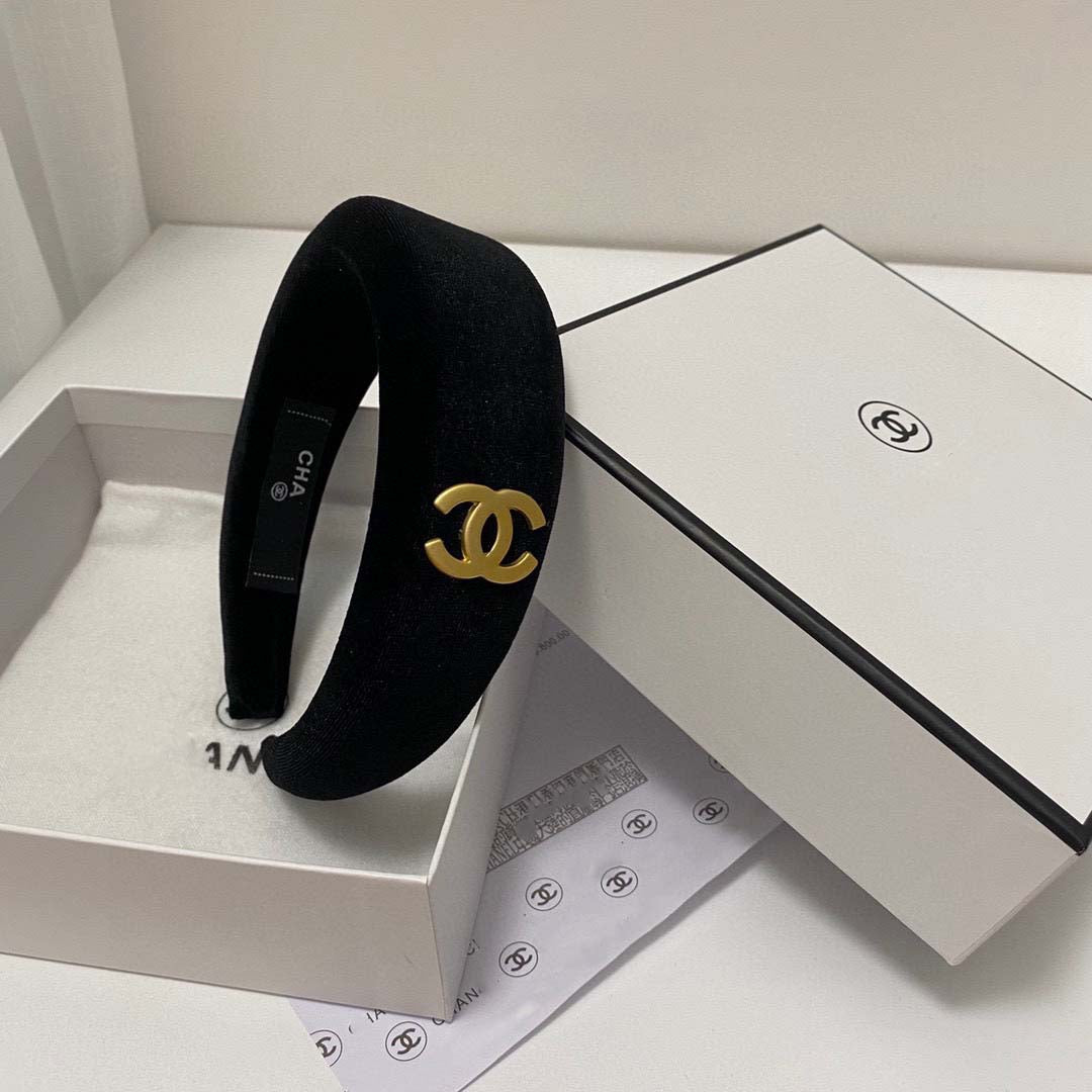 New Gold Metal Letter Black Headband