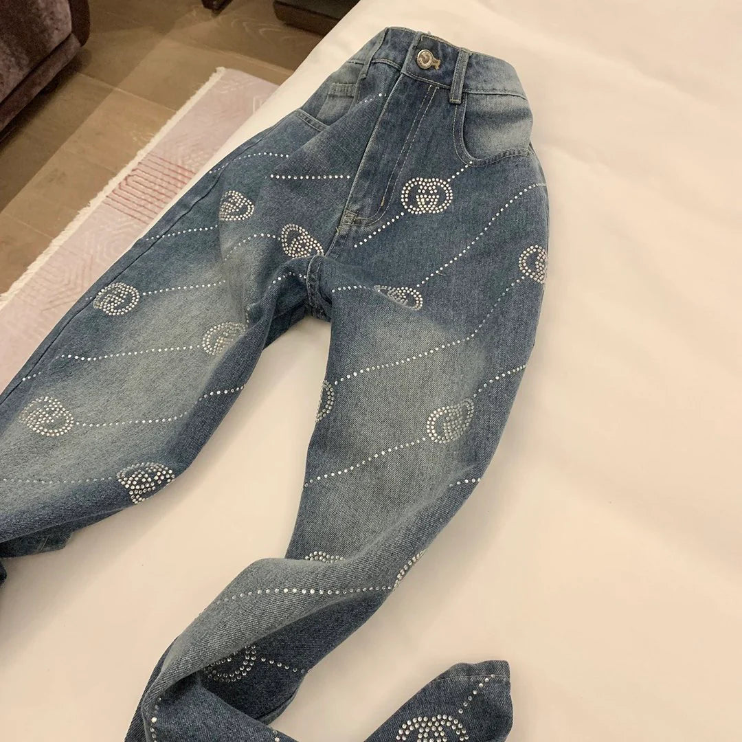 New style fashionable rhinestone straight jeans 1024022302