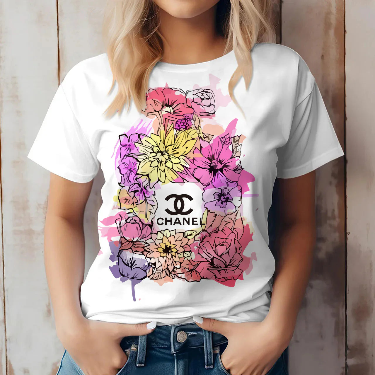 New fashion and versatile printed short sleeves 3D1024053018