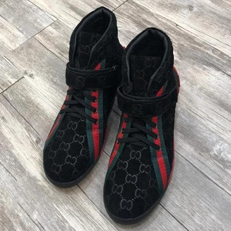 Men's Black handmade canvas high-top shoes (hot sale)