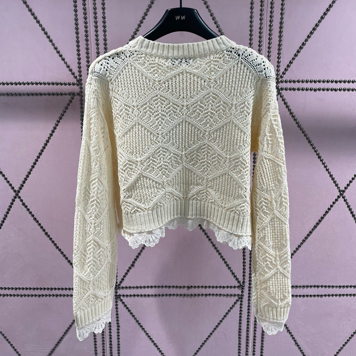 Round Neck Hollow Lace Knit Sweater XC1823090602