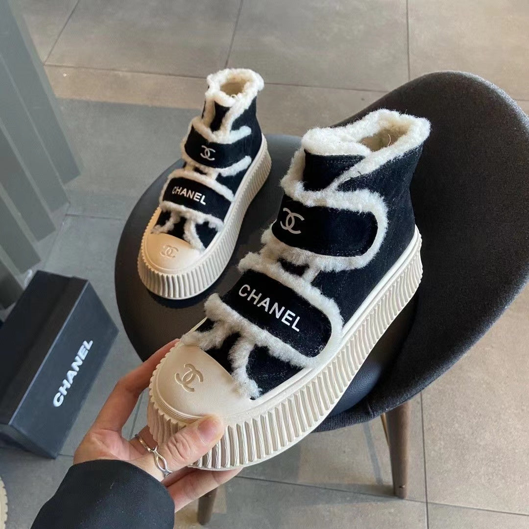 23 CL Velvet high-top and low-top genuine leather thick-soled warm Velcro fasteners, versatile and fashionable platform shoes PD 0423111405 1