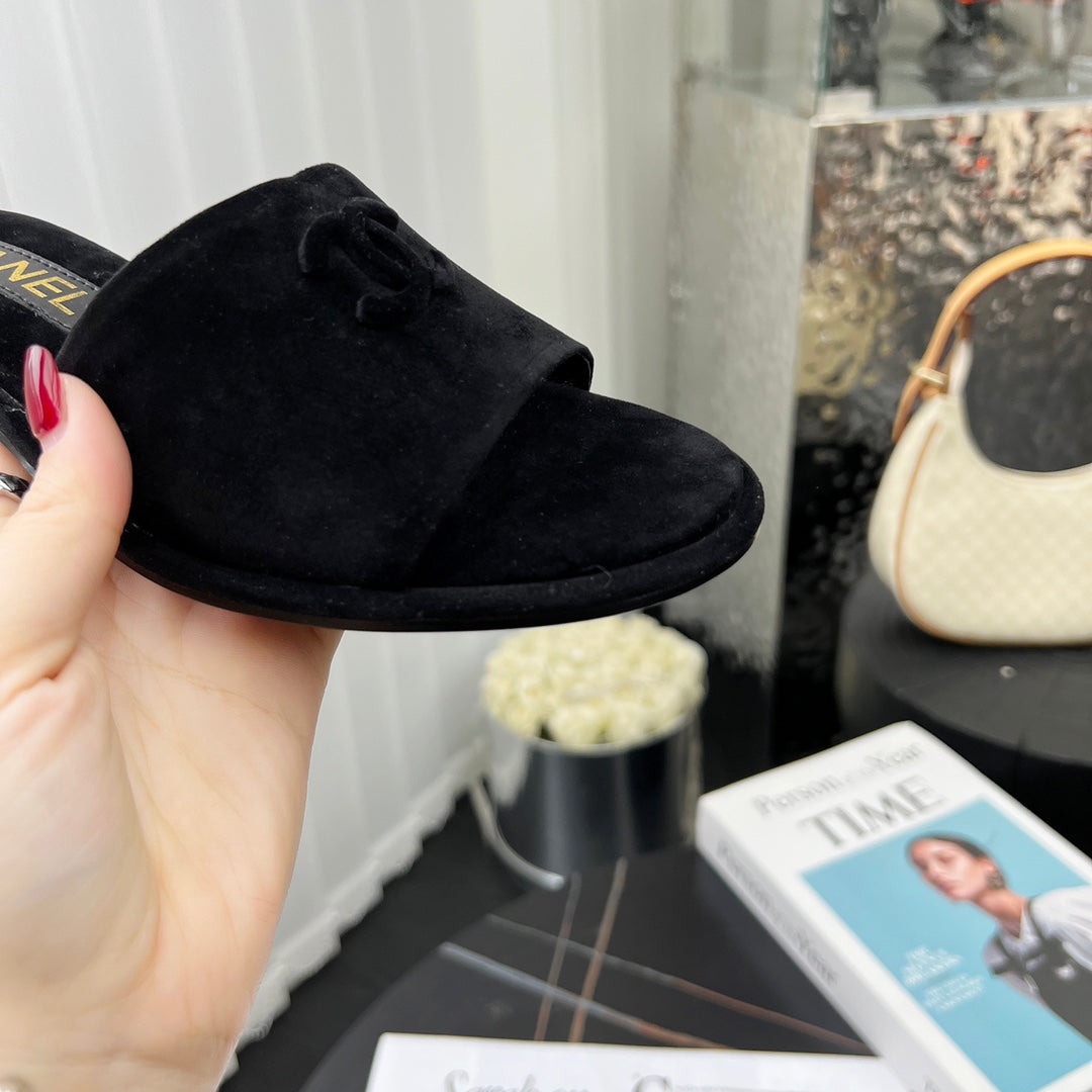 Chane1 top fashion low heel suede slippers 0724030809