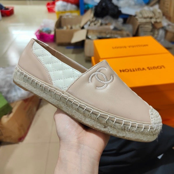 Fashion new leather straw woven fisherman's shoes PD10063023