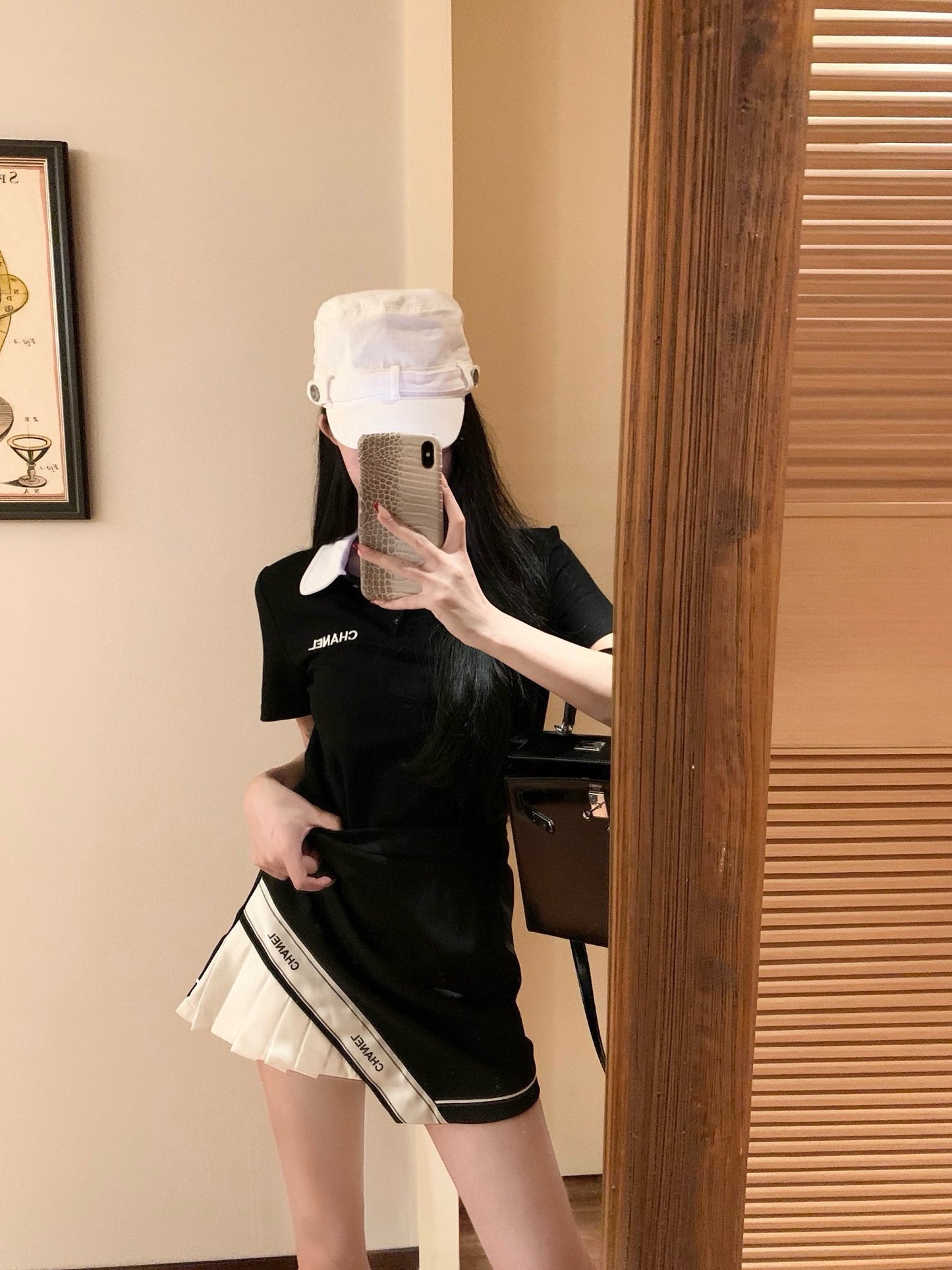 CNL suit letter embroidery contrasting color polo collar short-sleeved T-shirt 0724050903