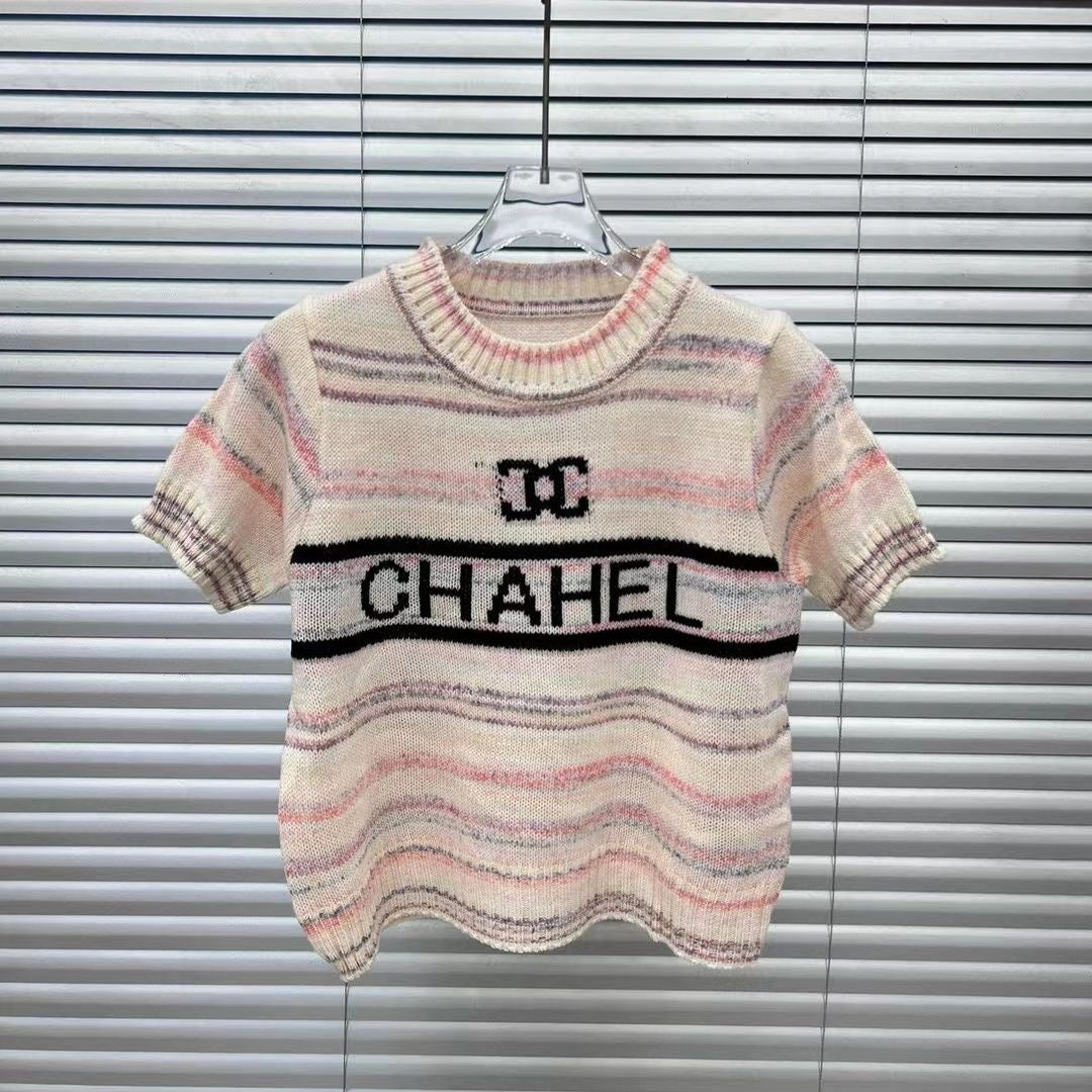 knitted short sleeve top 071