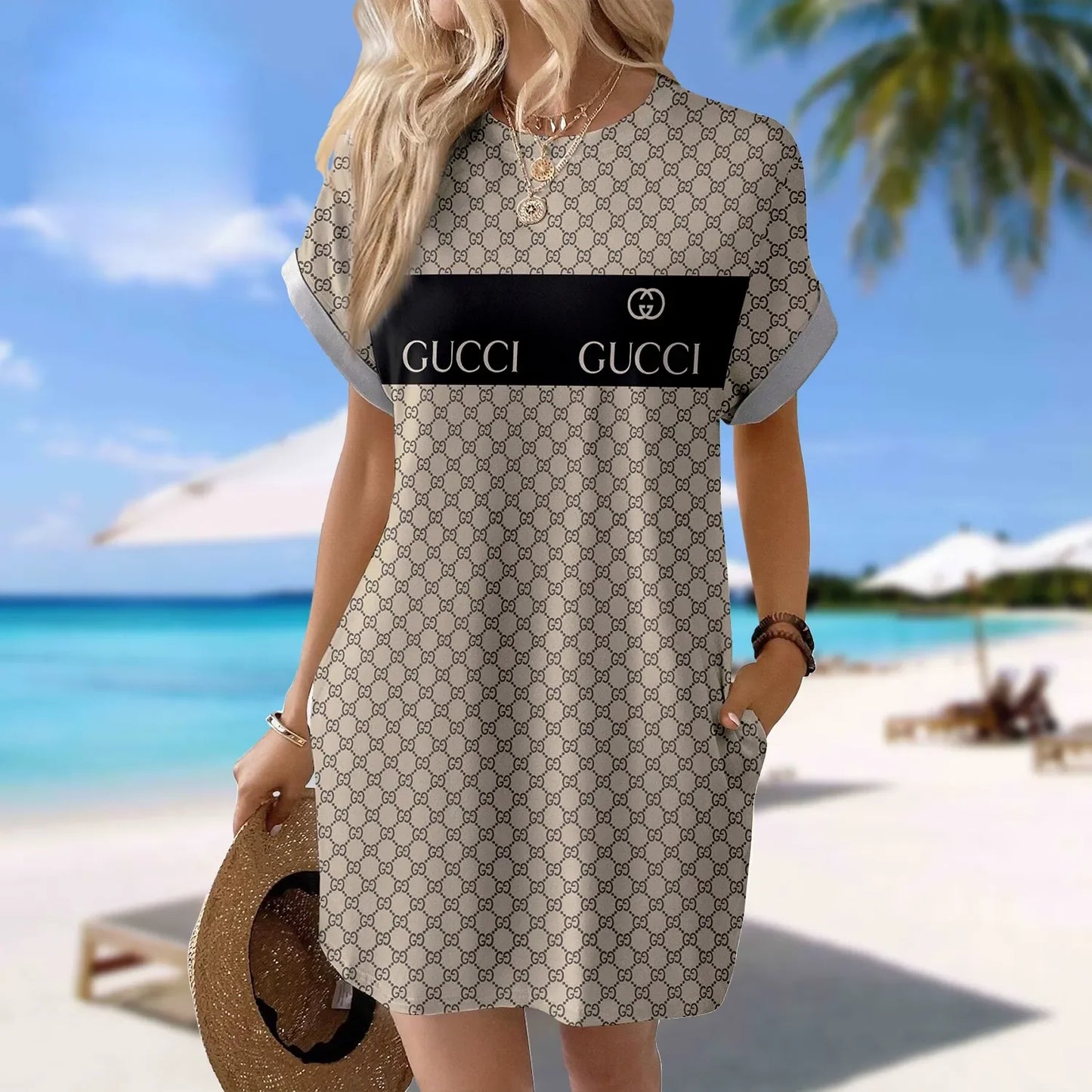 Premium Short Sleeve Pocket Dress 3D1025030419