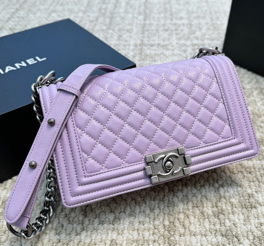 Quilted Caviar Silver Lock Bag 1824050305