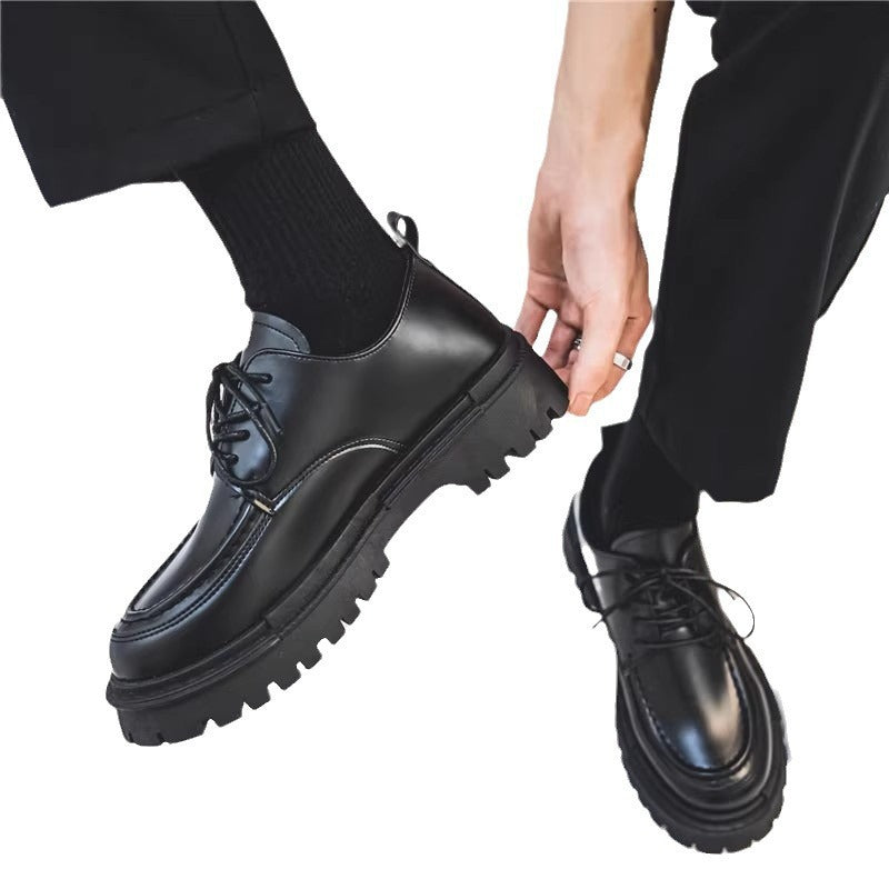 Black British-style small leather shoes 2025080707
