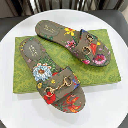 GG New Floral Horsebit Buckle Women's Slippers 1025070413