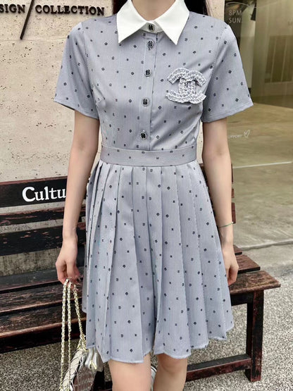 New Full Print Fashion Casual Short Sleeve Dress 1024041106