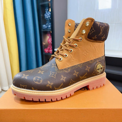 New Black and Brown V Logo Men's bootsPD052024090603