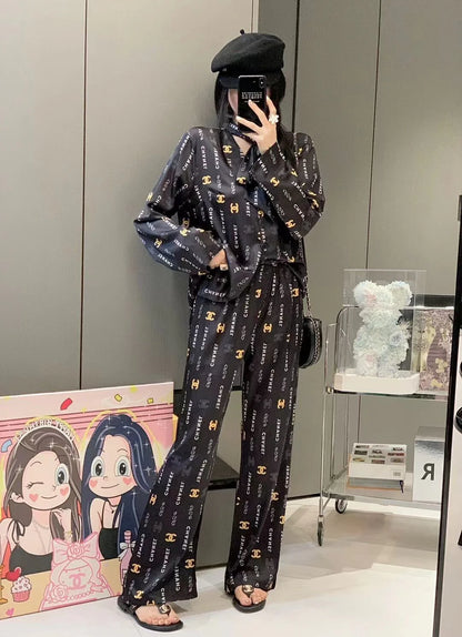 Premium Satin Print Shirt Trousers Suit 1024050910