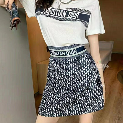 Letter printed pure cotton short sleeved t two-piece set PD10041030