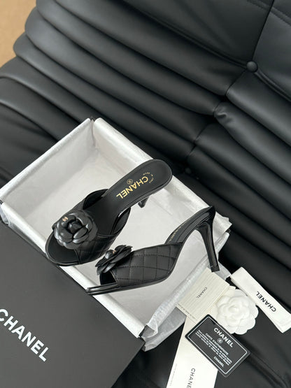 CNL 24SS camellia high heel slippers 0724042708