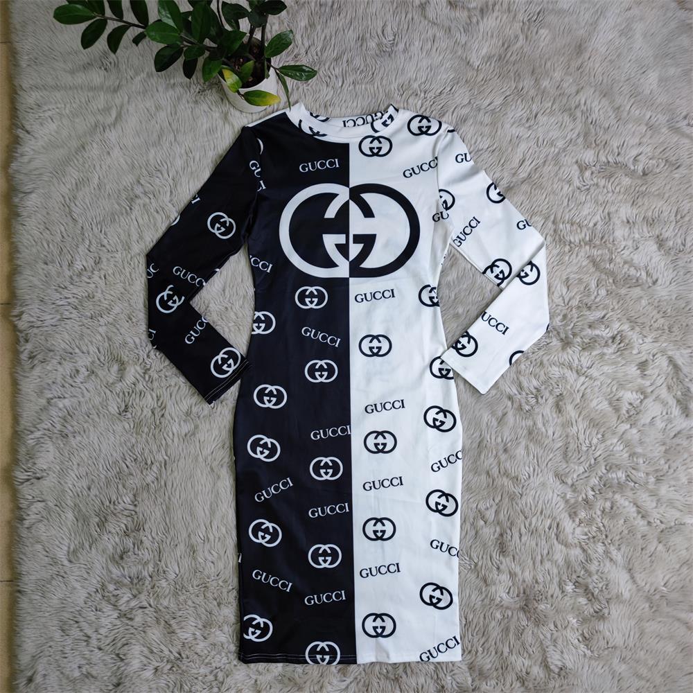 Sexy printed slim fit hip-hugging dress XC0823110101