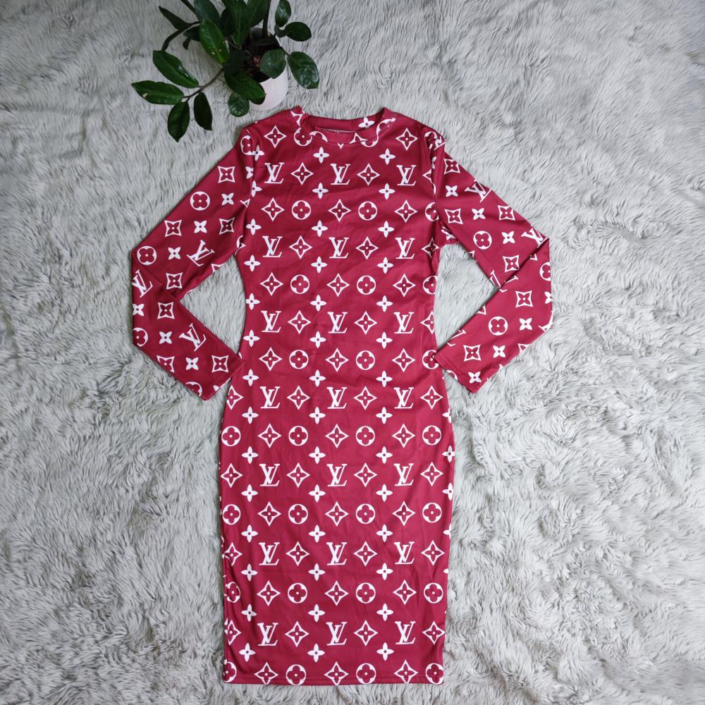 Sexy printed slim fit hip-hugging dress XC0823110101