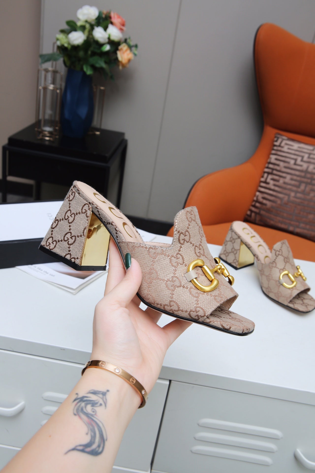 GG Fashion printed thick-soled and chunk-heeled sandals 0725091506