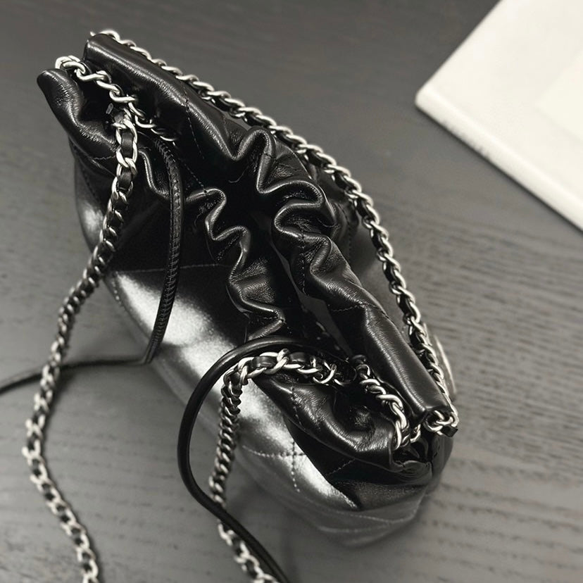 New black and silver gradient plaid bag 071