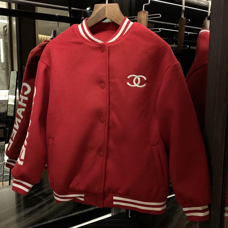 New fashion woolen patchwork leather sleeve jacket 1023121409