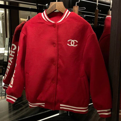 New fashion woolen patchwork leather sleeve jacket 1023121409