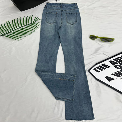 Versatile and fashion split micro flared pants 1024032507