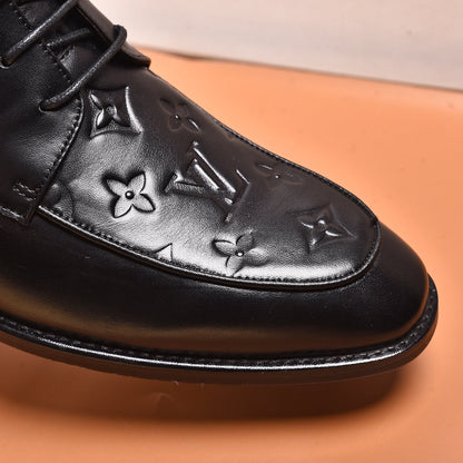 LVV high-top printed business leather shoes 0724120515