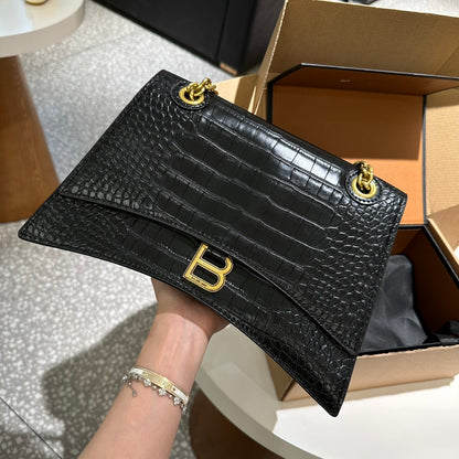 B hourglass crocodile-embossed shoulder bag XC1823081601