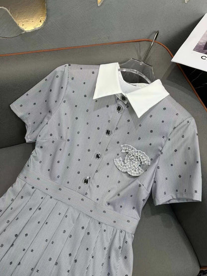 New Full Print Fashion Casual Short Sleeve Dress 1024041106