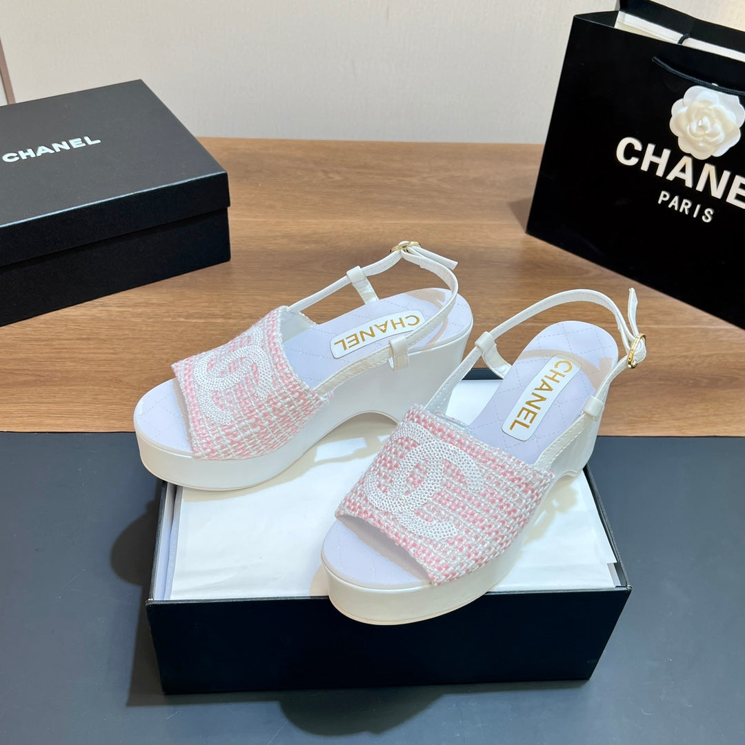 CNL thick-soled colorblock high-heeled sandals 0724042702