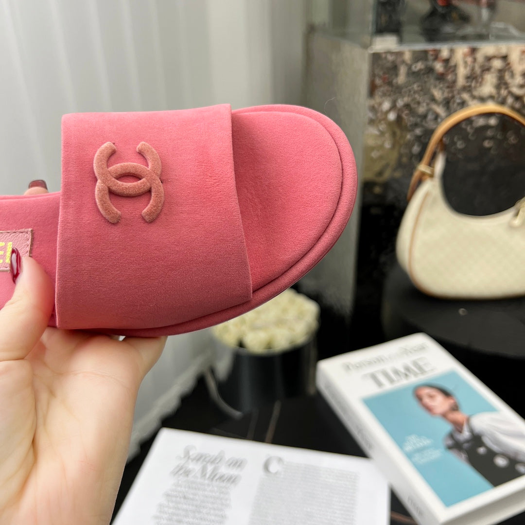 Chane1 top fashion low heel suede slippers 0724030809