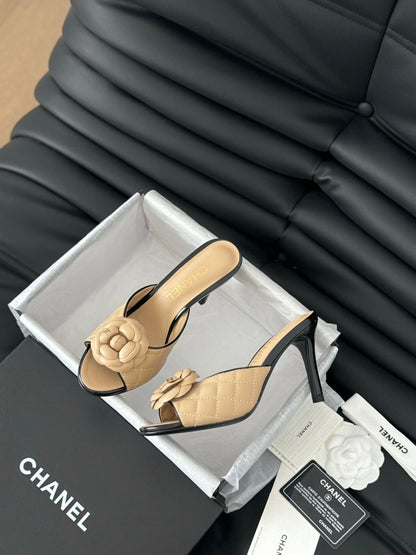 CNL 24SS camellia high heel slippers 0724042708