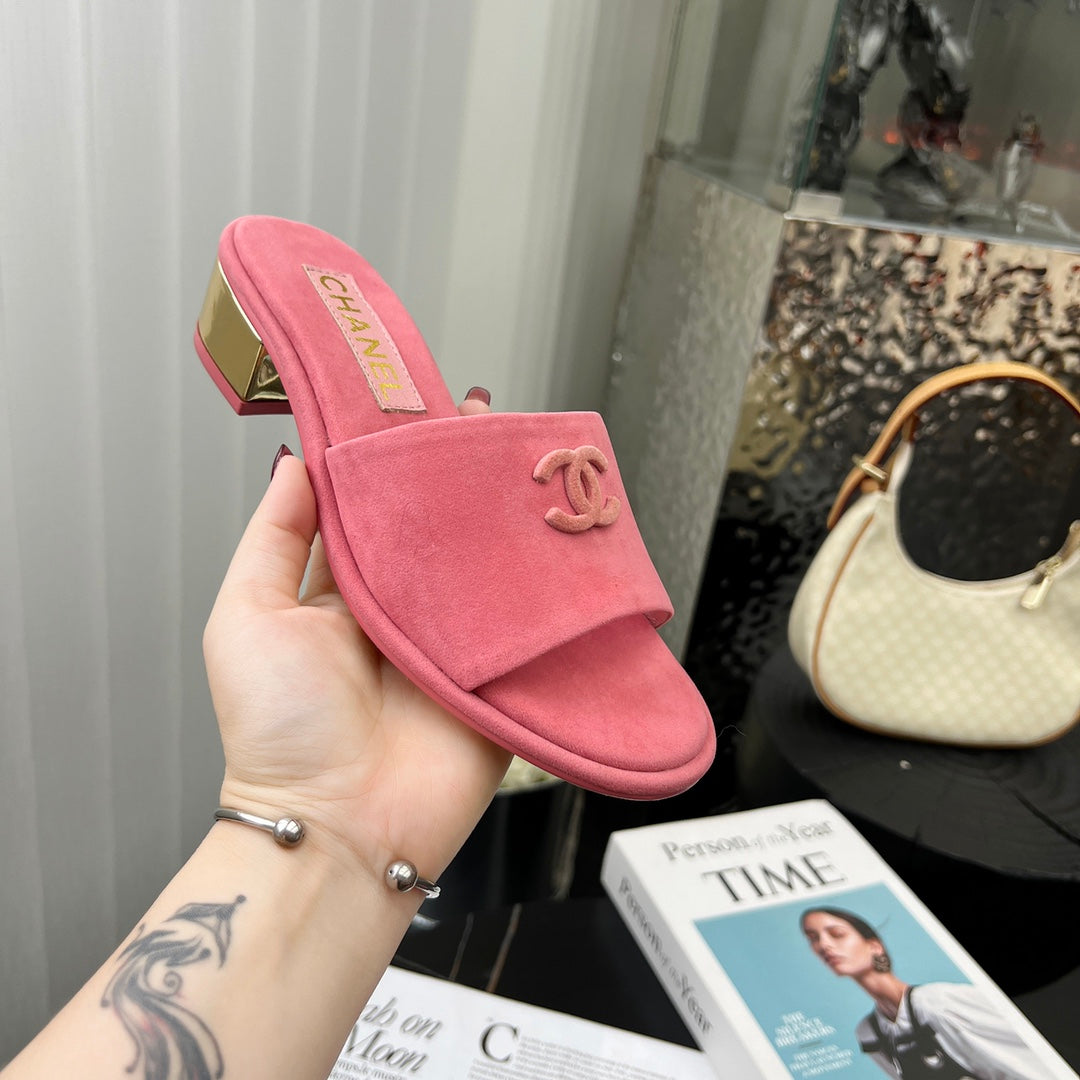 Chane1 top fashion low heel suede slippers 0724030809