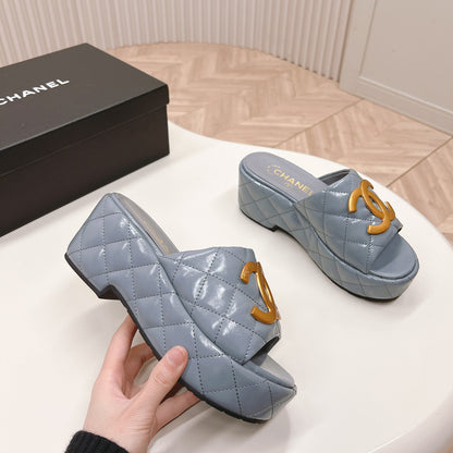 Chane1 top fashion thick-soled rhombus slippers 0724030812