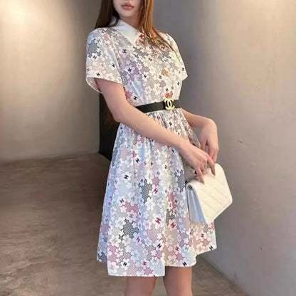 New Niche Belt Short Sleeve Dress 1024031816