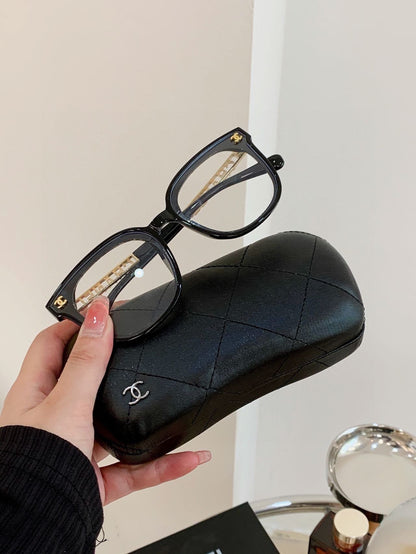 Transparent plain hollow gold label glasses XC0823101909