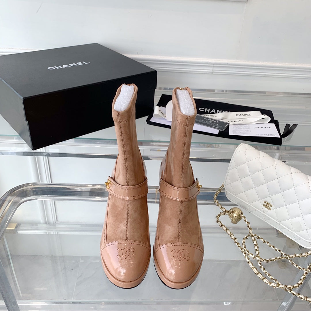 CNL Fashionable Leather and Suede Boots 0724102318