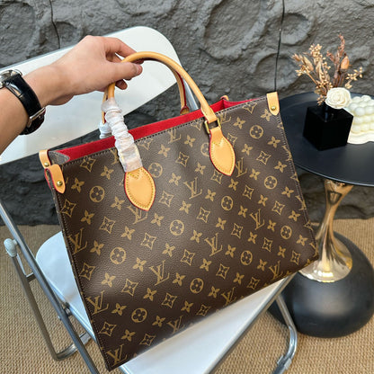 V fashion printed inner red Tote bag 0724082912