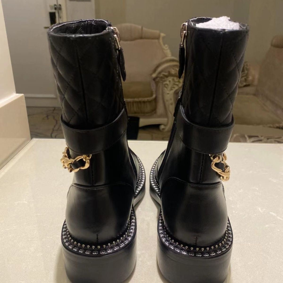 CNL rhombus metal chain boots 1824092702