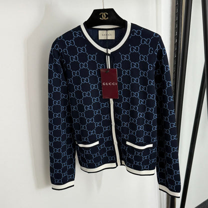 Color-blocked floral print crew neck knit sweater 1025092325