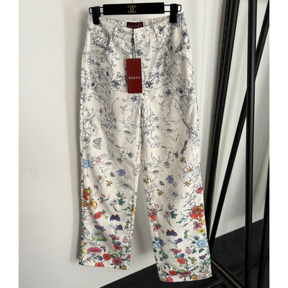 New Printed Straight-Leg Denim Pants 1025092312