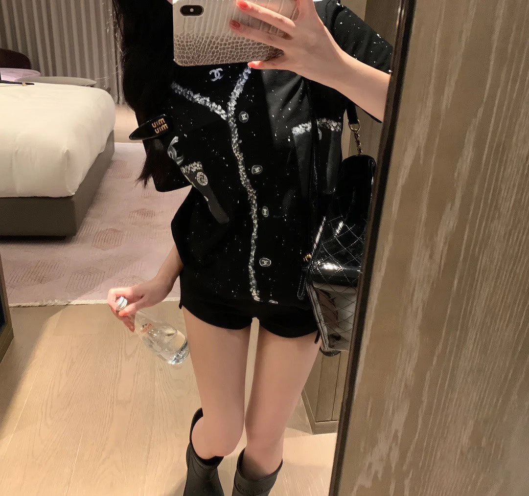 CNL hand-painted graffiti T-shirt 0724041503