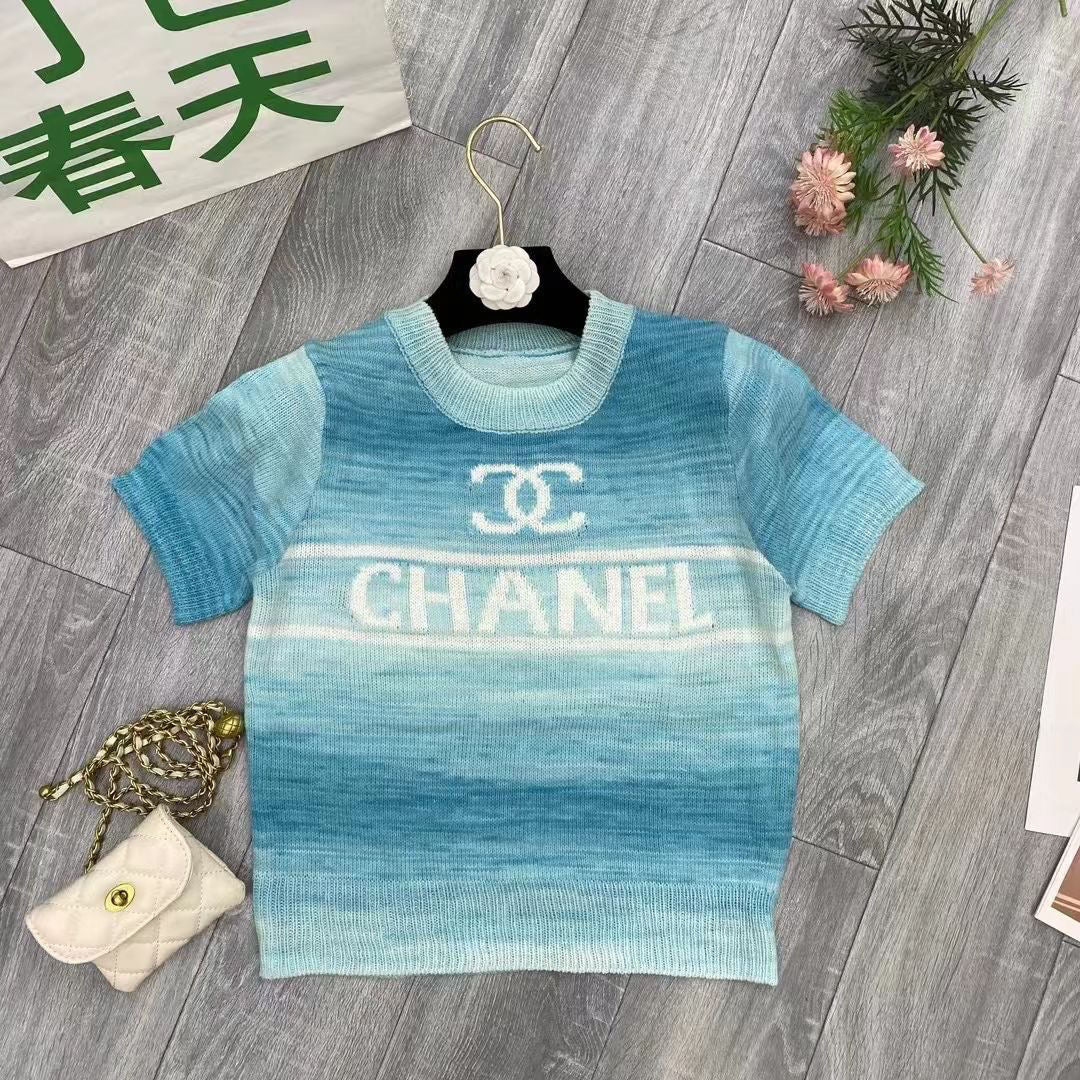 knitted short sleeve top 071