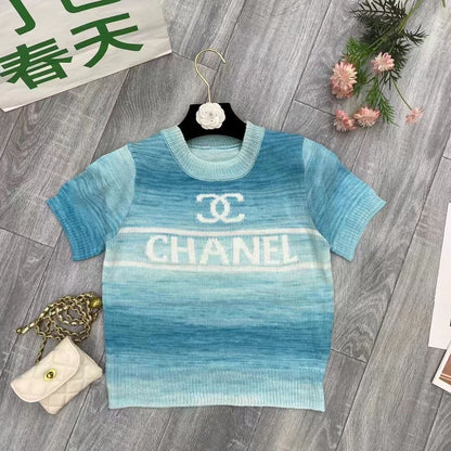 knitted short sleeve top 071