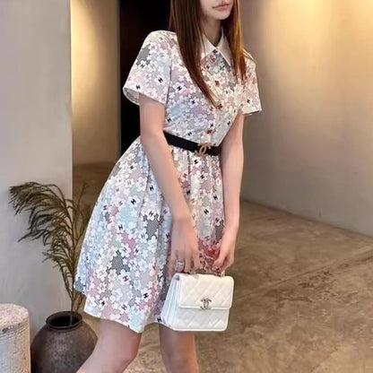 New Niche Belt Short Sleeve Dress 1024031816