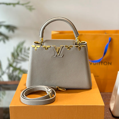 New Capucines Metallic Flower Trim Handbag 1824042604