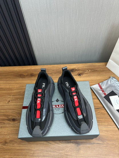 PR patent leather and mesh lace-up sneakers 0724111901